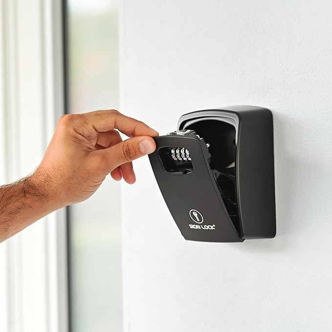 Iron Lock® Key Lock Box XXL Wall Mount – Waterproof Outdoor Key Safe with Heavy-Duty Metal Body & 4-Digit Combination – Lock Box for Keys Outside for Home, Rentals & Realtors (Black, XXL)