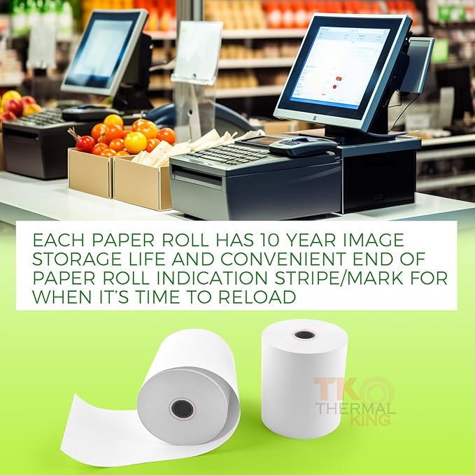 (200 Rolls) 3 1/8" x 230' Thermal Paper, POS Receipt Paper for Retail Business Cash Register, Fits Most Credit Card Terminal Point Of Sale