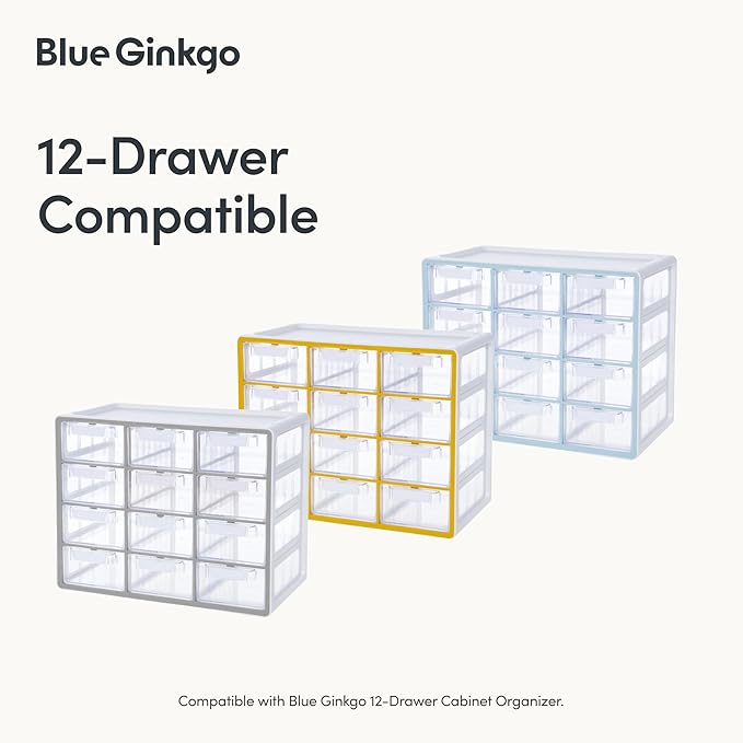 BLUE GINKGO 12 Dividers - Compatible with Large 12-Drawer Storage Cabinet (12-Pack) - Clear