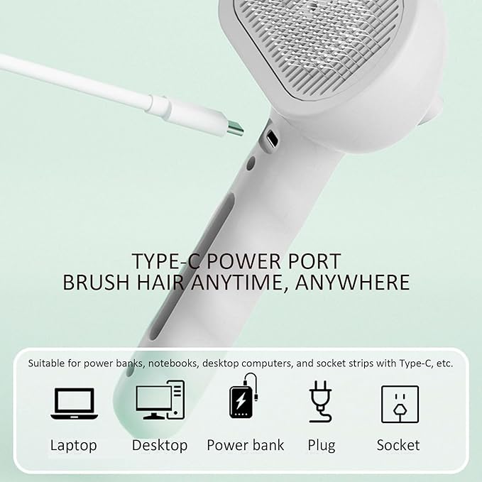 Fur Shower Brush for Dogs, 3 In 1 Self Cleaning Steamy Pet Brush, Pets Spray Hair Removal Comb - Anti-Static, Dog Grooming Tool With Steam | Skin-Friendly Design (Green)