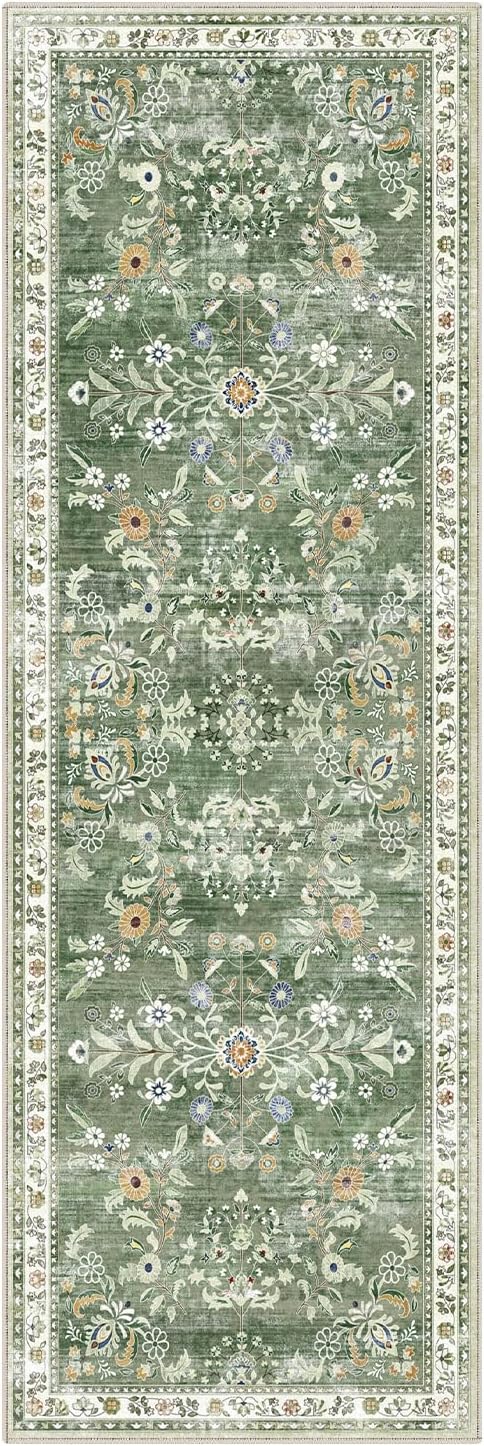 Yamaziot Washable Runner Rug 2x6 – Non Slip Boho Floral Hallway Runner Rug