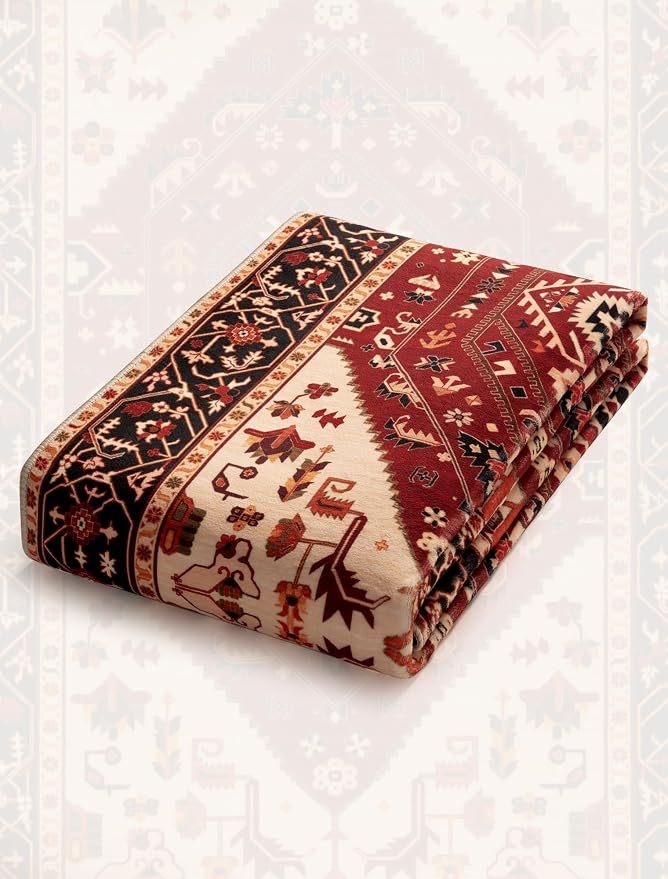 SERISSA Runner Rug for Hallways, Long Boho Rug Vintage Red Black Hallway Stair