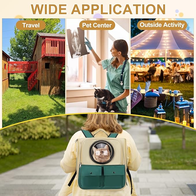 Pet Backpack Carrier, Portable and Ventilated, Oxford Cloth, Dogs Cats and Small Animals Travel Bag 13.39", (Gray, 1 Pcs), Intended for Hiking/Camping/Traveling