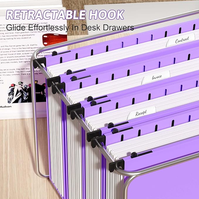 Extra Capacity Plastic Hanging File Folder Letter Size,12 Pack Reinforced Hang Folders with Heavy Duty 2 Inch Expansion,Durable Hanging Organizer Designed for Bulky Files, Medical Charts