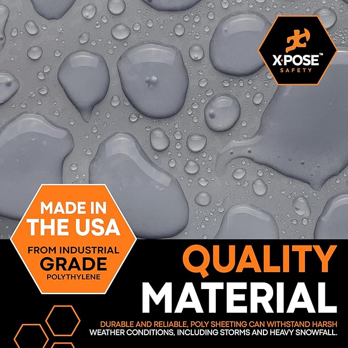 Xpose Safety Clear Plastic Sheeting 10 Pack – 10' x 100' Rolls – Heavy Duty 3.4 Mil Poly Sheet – Waterproof, Dustproof, Vapor Barrier – for Construction, Painting, Industrial Use