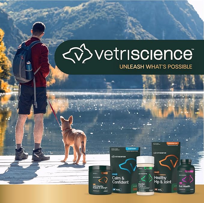 VetriScience Ultimate Strength Healthy Hip & Joint Chews, GlycoFlex Glucosamine, Chondroitin & Green Lipped Mussel Joint Support Supplement for Dogs, Soothe Joint Discomfort, Peanut Butter, 120 Ct