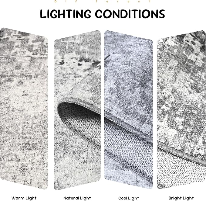 2x5 Grey Rug Runners for Hallways Kitchen Runner Rug Non Slip Washable Black