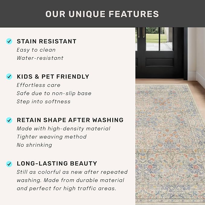 Hazo Haus Floral 3x8 Wide Hallway Runner