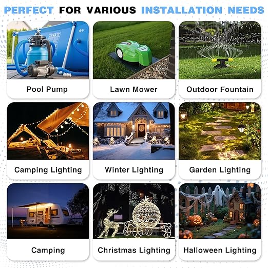 Flemoon Medium Outdoor Electrical Box (11.5x5.2x4 inch), IP54 Waterproof Extension Cord Cover w/6 Cable Entry Ports, Weatherproof Connection Box for Power Strip, Timer, Plug, Holiday Lights, Brown