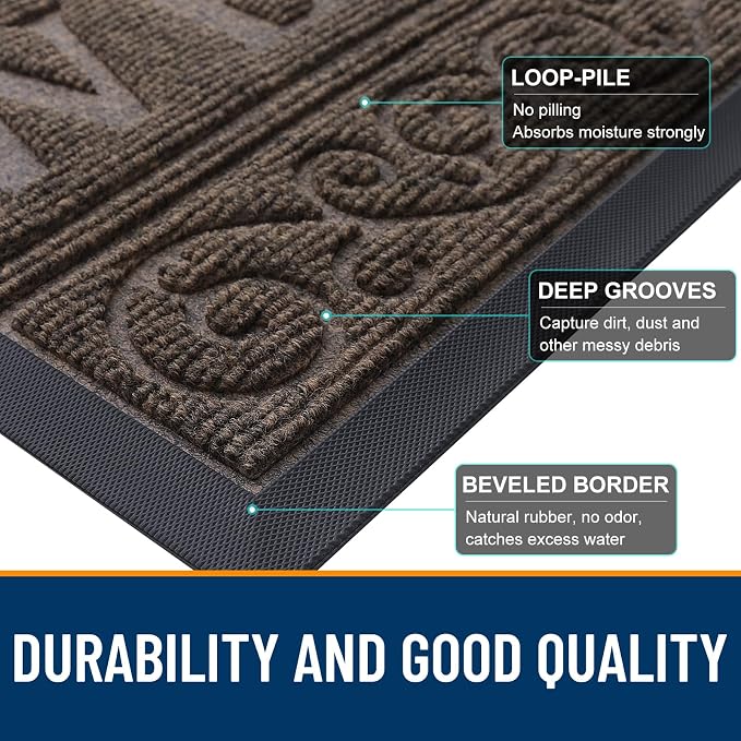 OLANLY Welcome Door Mat Indoor Outdoor Entrance, Heavy Duty Sturdy Front Door