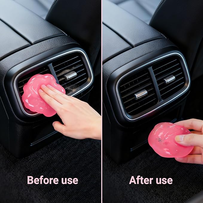 2 Pack Car Cleaning Gel Reusable Auto Slime Cleaner, Rose Scent Dust Cleaning