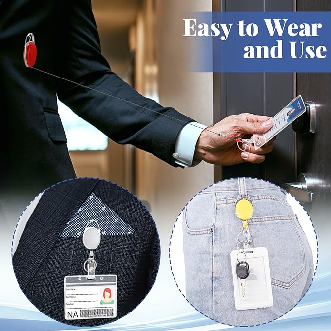 Laumoi 90 Packs Retractable ID Badge Holder Name ID Badge Reel Clips Keychain with Belt Clip and Key Ring for Office Worker Doctor Nurse Employee (Multicolor)