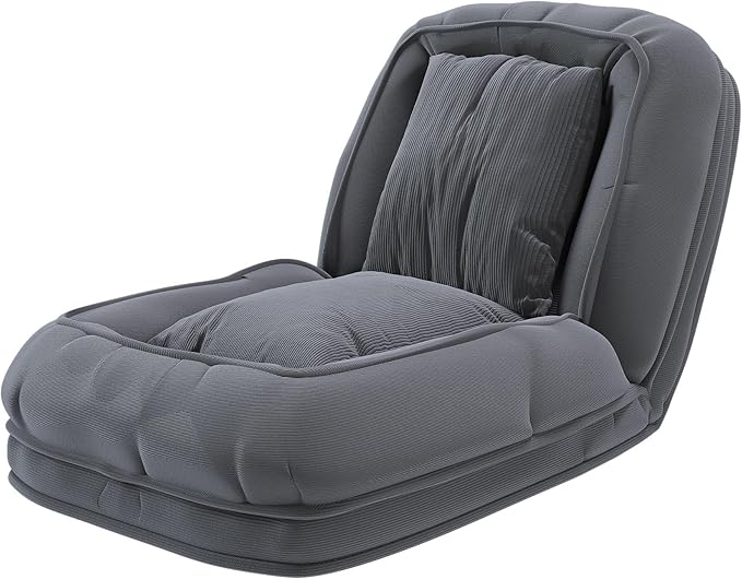 Oversized Human Dog Bed for Adult, Foldable Giant Human Pet Bed with 2 Soft Pillows, Large Sized Dog Sofa with 5 Adjustable Position for Humans, Metal Frame & Corduroy (Grey)