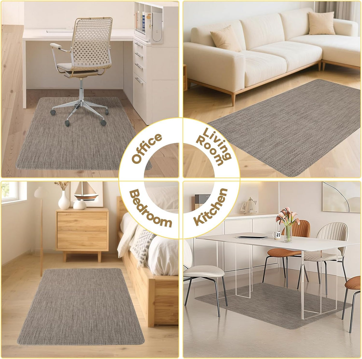 BesWin Large Office Chair Mat for Hardwood Floor, 48" x 60" Desk Floor Mat for Rolling Chair, Heavy Duty Anti-Slip Floor Protector Rug for Home Office, Brown