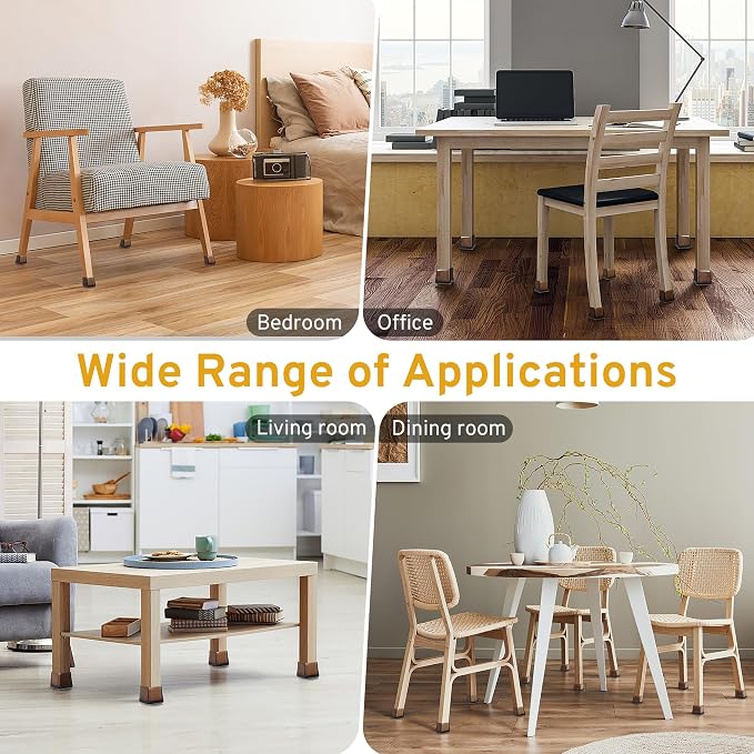 24PCS Square Chair Leg Floor Protectors, Furniture Sliders, Chair Leg Protectors