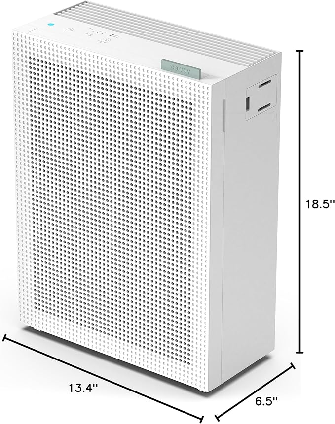COWAY Air Purifiers for Home Bedroom up to 1,035ft² with HEPA Filter, Carbon Filter, Washable Filter for Smoke, Pollen, Dander, with Air Quality Monitor, Auto Mode, 3yr Warranty, Airmega 150 White