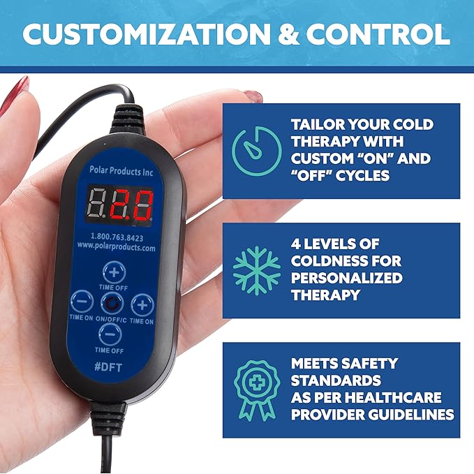 Polar Products Active Ice® 3.0 Large Universal Rectangular Pad Cold Therapy System with Programmable Digital Timer,16 Quart Cooler, Quiet Pump, Strong Cryotherapy Pain Relief Treatment