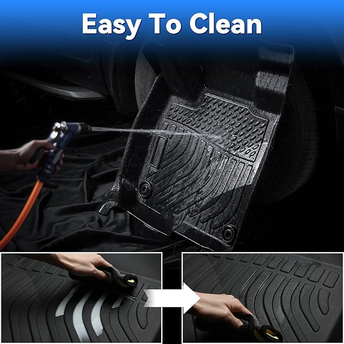 Hutisya-Floor Mats & Cargo Liner Set Fit for Ford Escape Hybrid 2020-2025 All Weather Protection Anti-Slip & Durable TPE Full Set Liners Automotive Accessories-Black