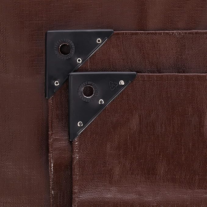 WHITEDUCK Super Heavy Duty Poly Tarp Cover 16 Mil & 10 Mil with Grommets and Reinforced Edges (Brown, White & Silver Black) (Brown- 16 Mil, 12' x 25')