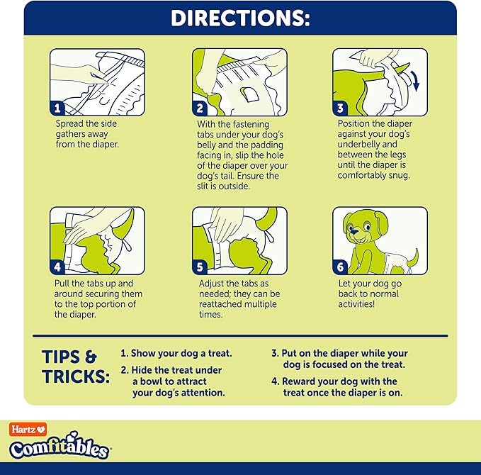 New! Hartz® Comfitables® Disposable Dog Diapers, Size XL 5 count, Comfortable & Secure Fit, Easy to Put On, Super Absorbent Male and Female Diaper