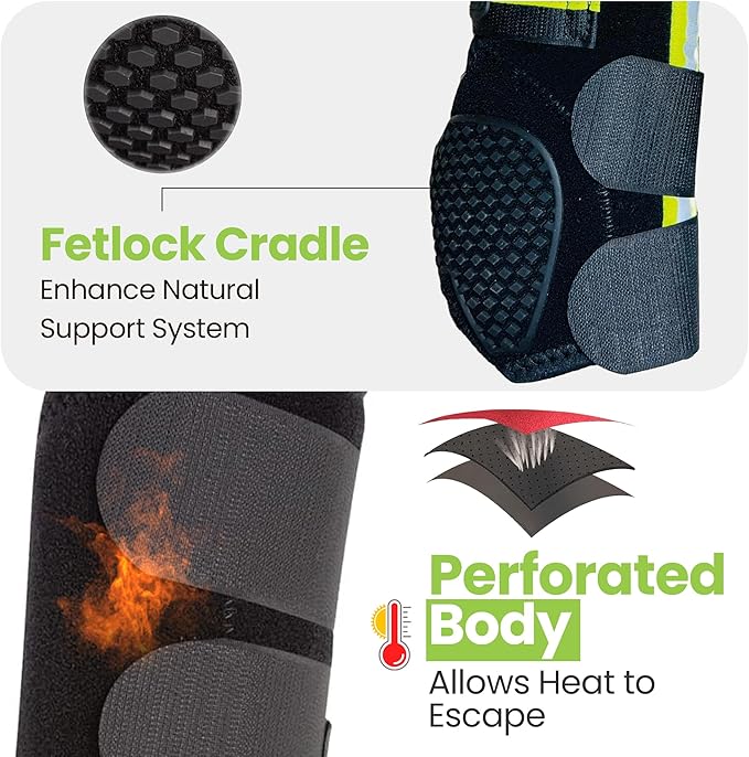 RS Premium Design Gold Line Horse Boots | Comfortable, Protective & Shock Absorber | Sport Boots for Horses Best for Jump Training | Ok Fabric 1682D Provides Ultimate Flexibility