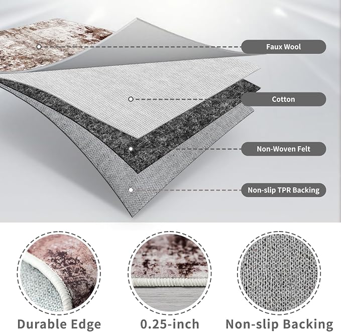 3x12 Washable Runner Rugs for Hallway: Long Abstract Runners for Entryway