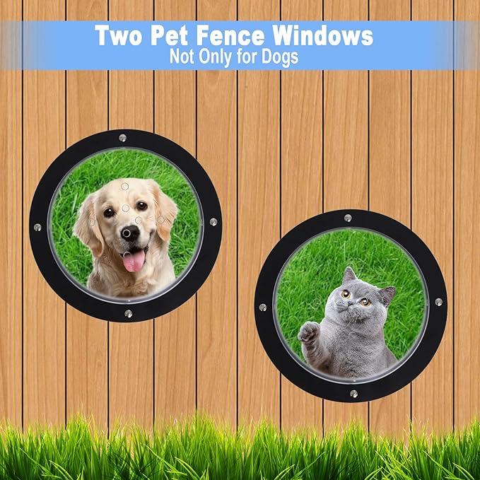 Dog Fence Window,12.4’ Acrylic Clear Pet Dome View with Air Holes Playground Doggie Wood Fence Window Bubble Peek Window for Dog and Cats Deep 4.7 Inch(XL)