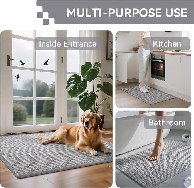 Front Door Mat 31''x47'', Absorbent Dirt Resist Washable Non Slip Low-Profile