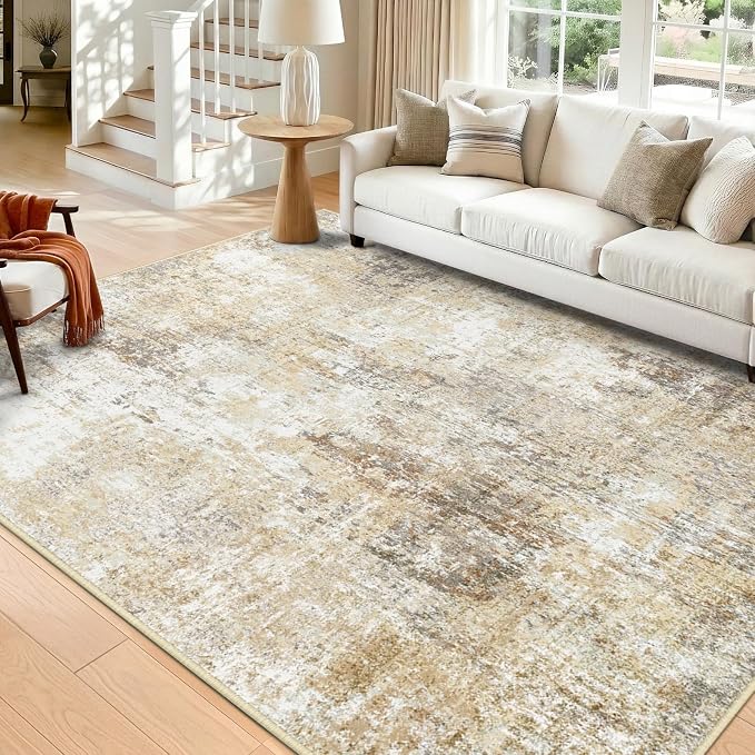 RELEANY Washable Area Rugs 9'x12' Non-Slip Modern Abstract Soft