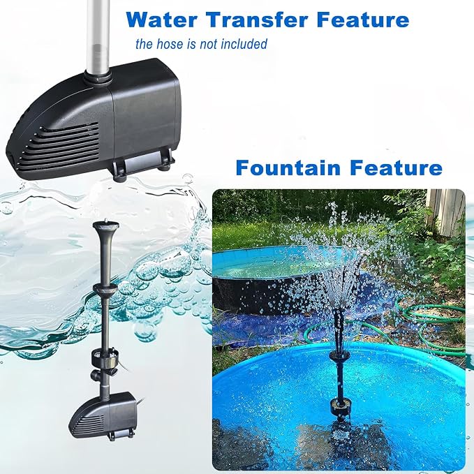 Pond Filter with Pump Fountain Kits, Submersible Pump Pond Fountain Koi Pond