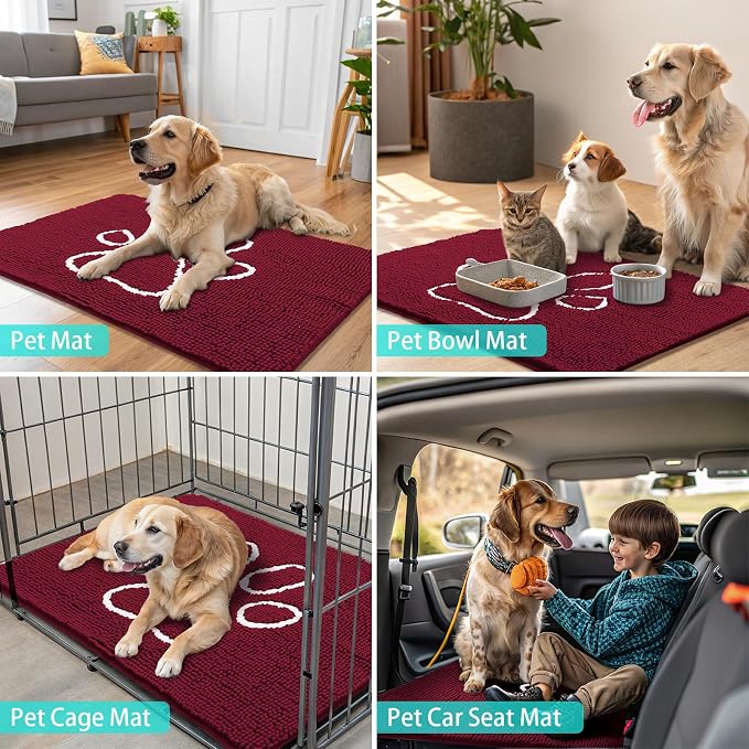 Smiry Dog Door Mat for Muddy Paws, Absorbent Dirt Trapper Non Slip Quick Dry