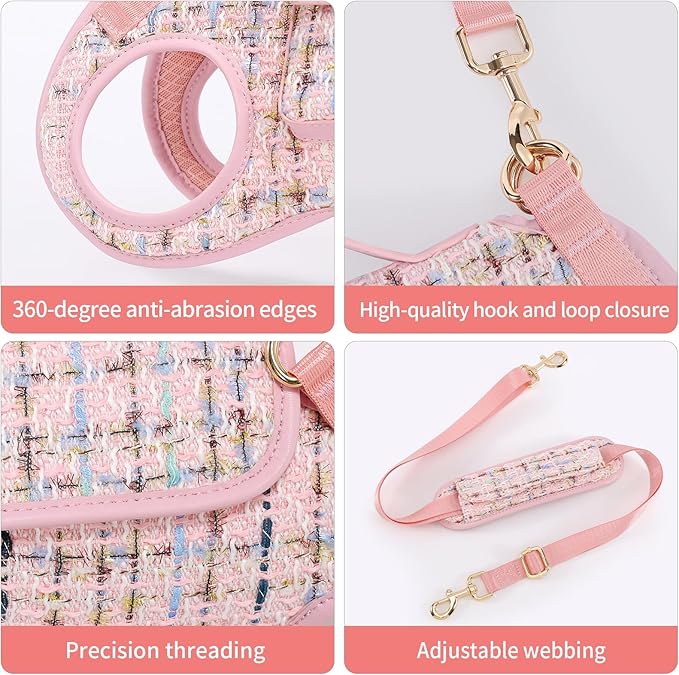 Dog Lift Harness Dog Carrier Dog VES Harness Adjustable Dog Leash with Small Puppy Treat Bag(Pink,S)