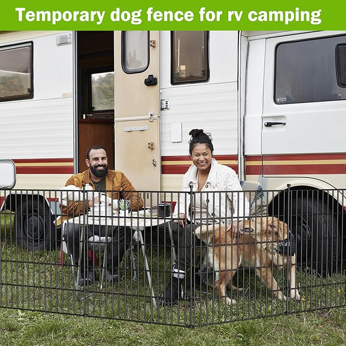 10 Panels No Dig Decorative Outdoor Garden Fence for Yard, 48 in(H) X 26.25 ft(L) Animal Barrier Fencing Rustproof Metal Wire Panel Border for Dog, Rabbits, and Patio Temporary Ground Stakes