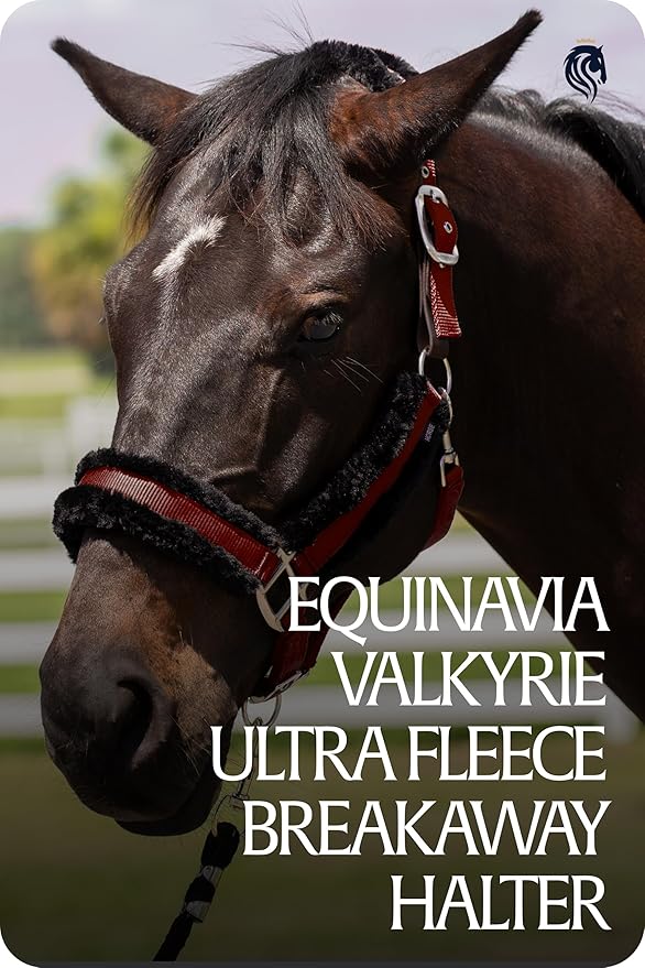 Equinavia Valkyrie Ultra Fleece Breakaway Horse Halter | Padded Fleece Adjustable Safety Halter with Nylon Webbing - Wine Red/Black - Horse