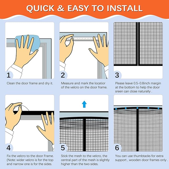 Reversible Left Right Side Opening Fiberglass Magnetic Screen Door, Fit Door Size 60x80in,Heavy Duty Fiberglass Screen Door Mesh for Front, Patio Sliding Door, French Bug Door Screen Magnetic Closure