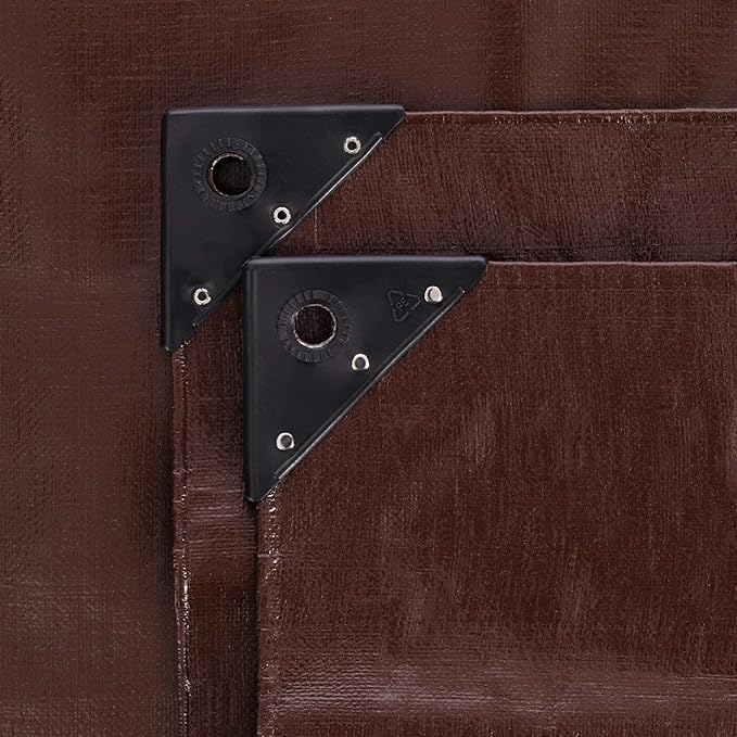 WHITEDUCK Super Heavy Duty Poly Tarp Cover 16 Mil & 10 Mil with Grommets and Reinforced Edges (Brown, White & Silver Black) (Brown- 16 Mil, 100' x 100')