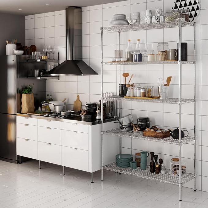 18" Deep x 48" Wide x 86" Height Wire Shelving Kit | 5-Tier | NSF Commercial Storage Rack Unit