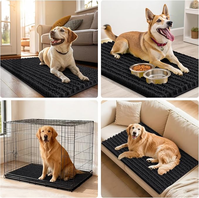 Smiry Dog Door Mat for Muddy Paws 40x32, Absorbent Dirt Trapper, Non-Slip