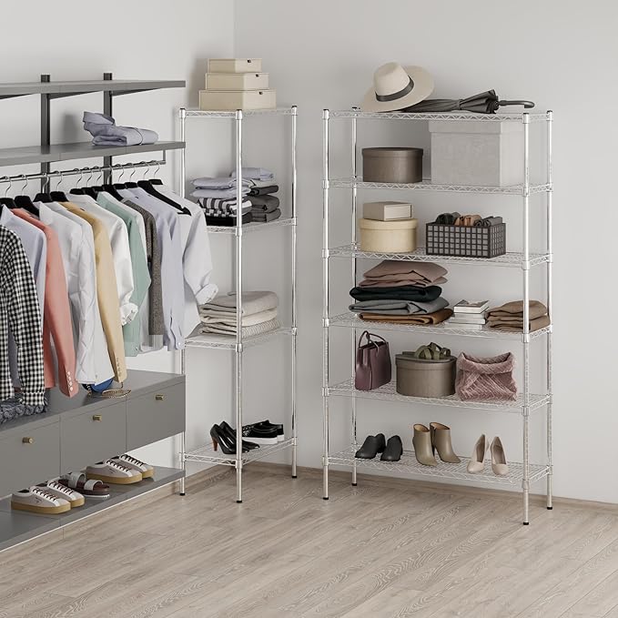 14" Deep x 42" Wide x 74" Height Wire Shelving Kit | 6-Tier | NSF Commercial Storage Rack Unit