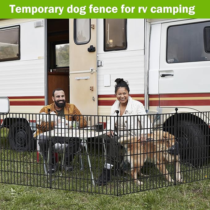5 Panels No Dig Decorative Outdoor Garden Fence for Yard, 32 in(H) X 11.8 ft(L) Animal Barrier Fencing Rustproof Metal Wire Panel Border for Dog, Rabbits, and Patio Temporary Ground Stakes
