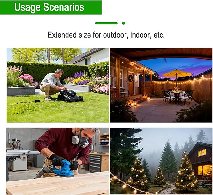 Extension Cord 50 Ft-2 Prong Outdoor Extension Cord,16AWG 13A 1625W Waterproof Extension Cable for Garden, Lawn, Outdoor Power Tools(Black)