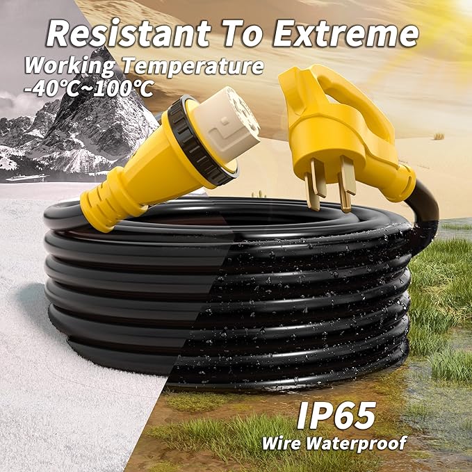 50 Amp Generator Cord, 10FT 50 Amp RV Extension Cord with Twist Lock, Generator Cable 50A 4 Prong, NEMA 14-50P to SS2-50R Heavy Duty STW Wire for RV Camper & House