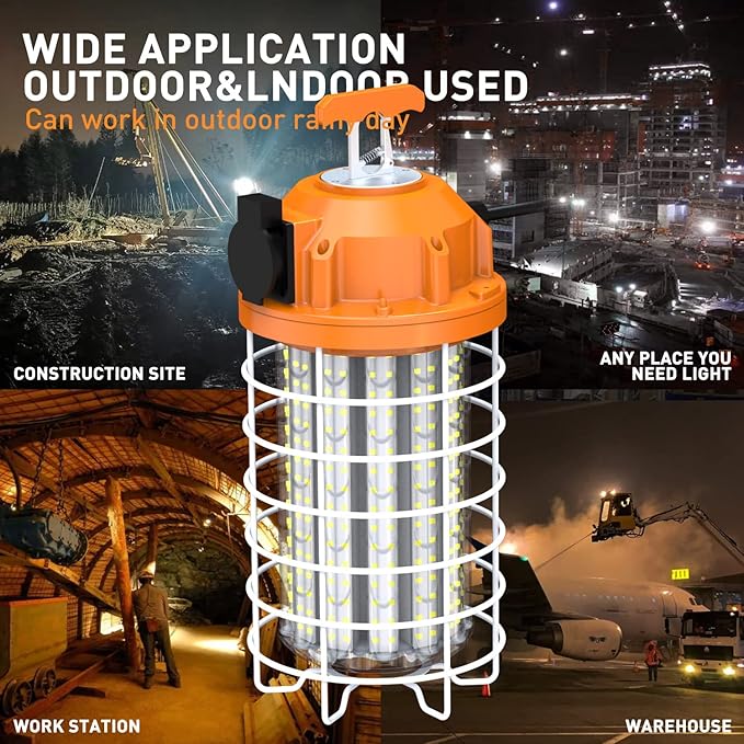 NS 150W High Bay Temporary LED Work Light 23550Lm 5000K Daylight White with Indoor and Outdoor Hook Portable Hanging Lighting for Construction Job Site¡