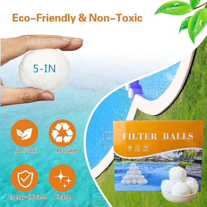 1.5 lbs Pool Filter Balls for Sand Filter, Reusable Pool Sand Filter Balls