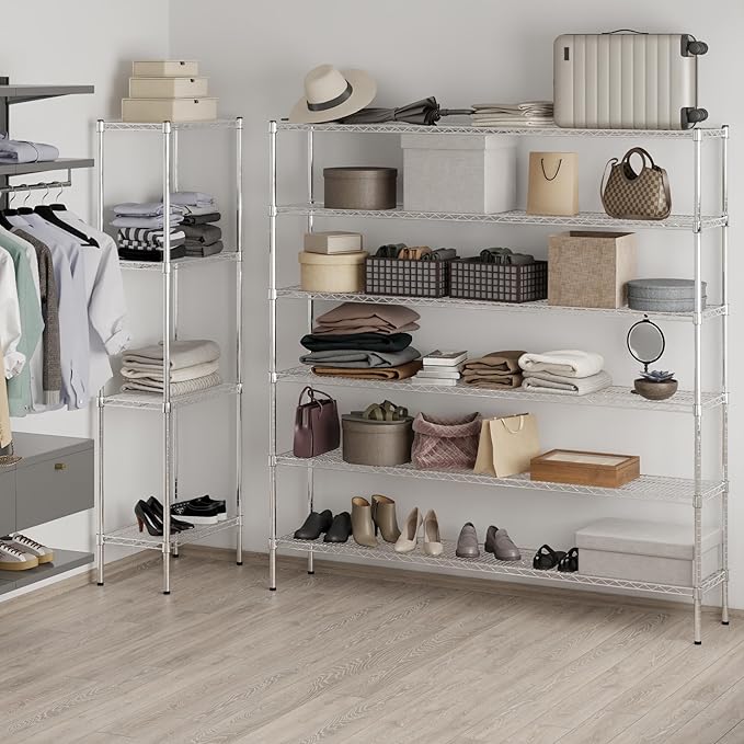 14" Deep x 72" Wide x 74" Height Wire Shelving Kit | 6-Tier | NSF Commercial Storage Rack Unit