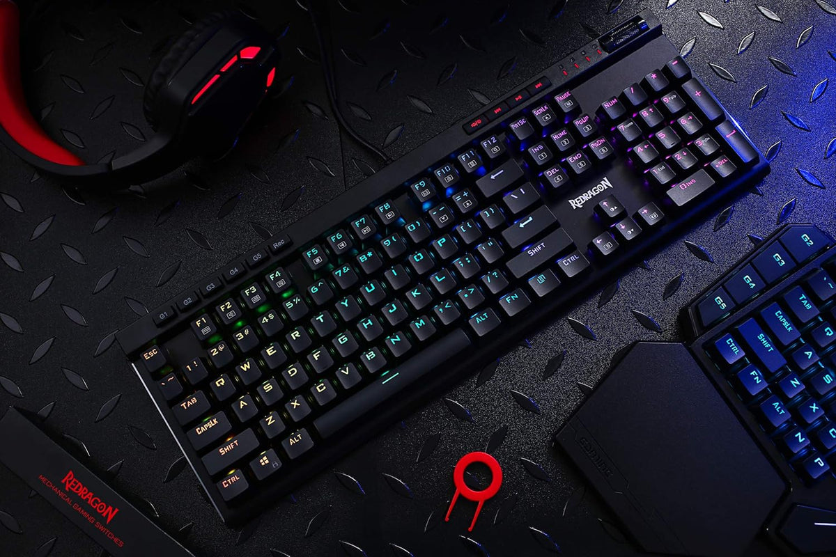 Redragon K580 Wired RGB Mechanical Gaming Keyboard, Macro Key & Media Wheel