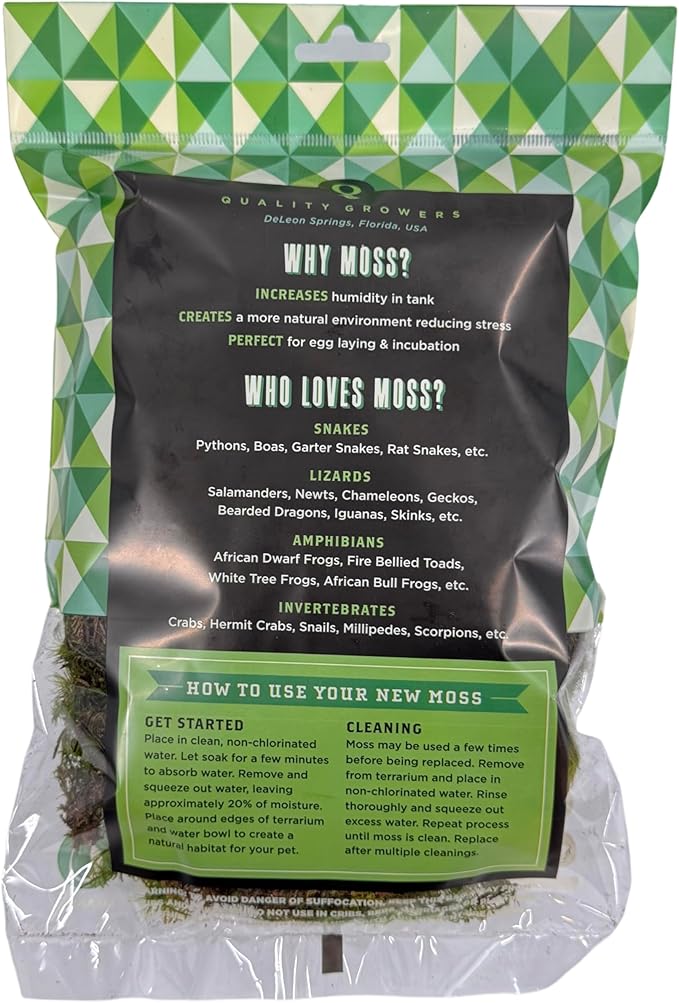 The Habitat Life - Natural Mood Moss - for Reptiles, Amphibians & Invertebrates Terrariums - Moisture-Retaining - Humidity Control - Soft Bedding - Dye-Free & Safe - Small - 1 Pack