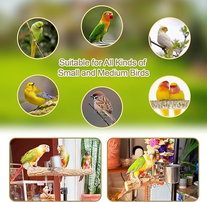 3-Layer 16-63 Inch Height Adjustable Bird Perch Pepper Wood Birds Training Perch Stand Parakeet Perches Indoor and Outdoor Parrot Stands for Small to Medium Bird