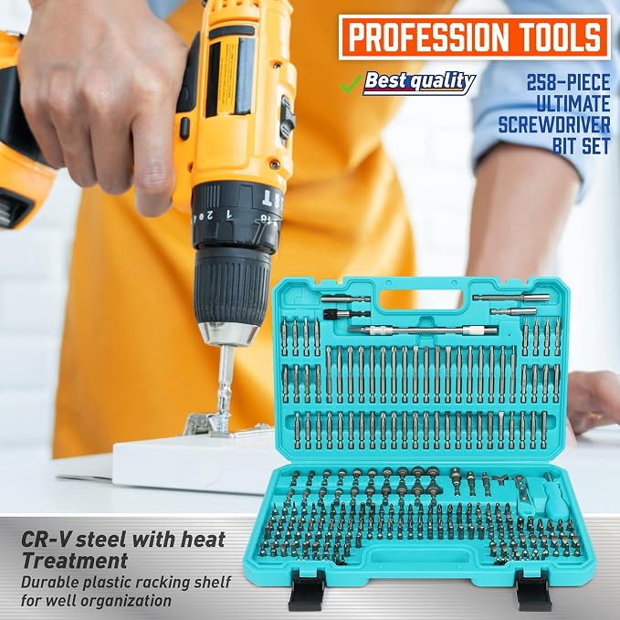Amartisan 258-Piece Ultimate Screwdriver Bit Set, Chrome Vanadium Steel Driver