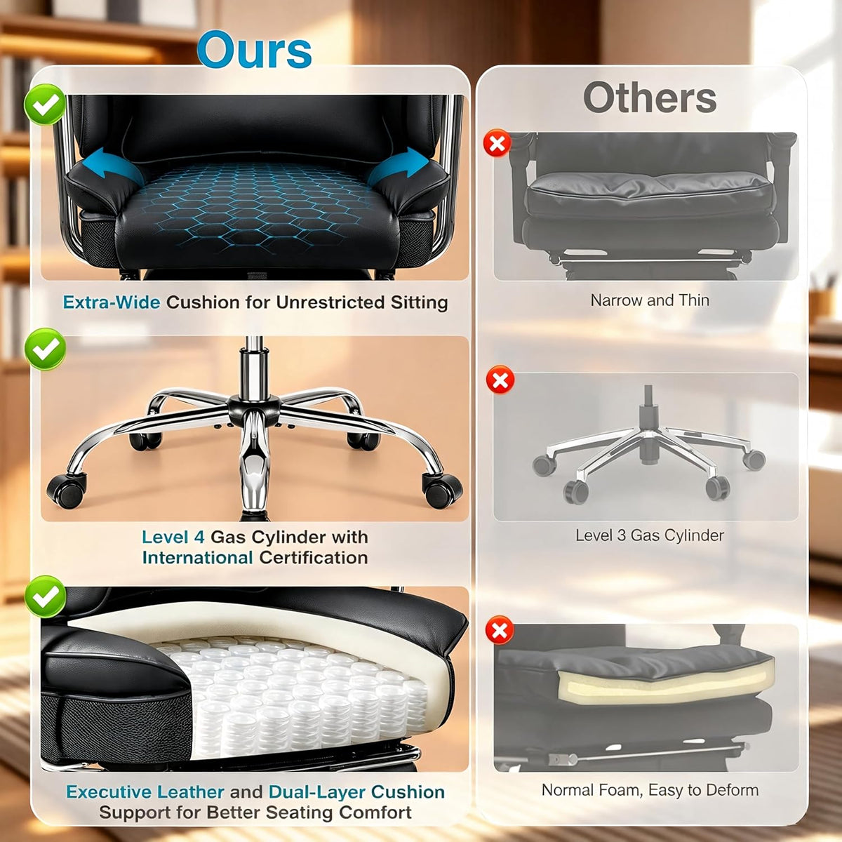 Big and Tall Office Chair, High Back Gaming Chair with Footrest